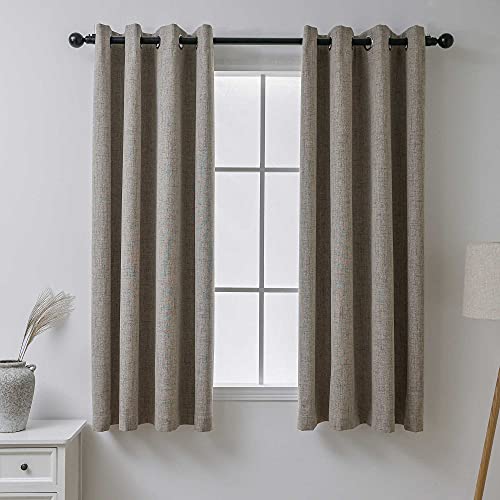 CUCRAF Full Blackout Curtains Energy Efficient with Coating Back,100% Sun Blocking Curtains for Bedroom,Thermal Insulated Window Drapes for Living Room,2 Panels(52 x 63 inches, Light Khaki)