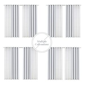 lefeng Set of 4 Curtain Panels Mix and Match GEO 100 Full Blackout Curtains & Geometric Woven Sheer for Bedroom Living Room, Thermal Insulated Energy Efficient Noise Reducing, 52 x 63 inch, White