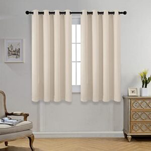 miuco room darkening grommet blackout window curtains for living room curtains panels set of 2 52×63 inch begie, 2 tie backs included