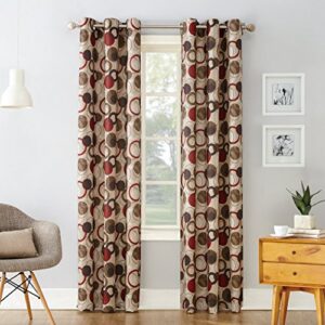 no. 918 celestial celestial print semi-sheer grommet curtain panel, 48″ x 84″, paprika