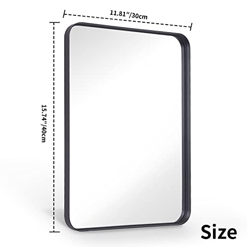 KOCUUY Bathroom Mirror, 30" x 40" Wall Mirror with Matte Black Metal Frame, Decorative Rectangular Vanity Mirror for Bedroom Bathroom Living Room Entryway (Horizontal/Vertical)