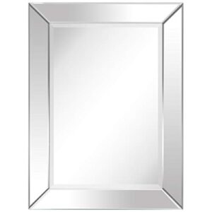 empire art direct solid wood frame wall mirror covered with beveled mirror panels, 1″-beveled center mirror, vanity, bathroom, living room ＆ bedroom, 40″ x 30″, ready to hang