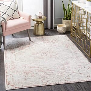 mark&day area rugs, 5×7 baflo traditional blush area rug, pink/white/beige carpet for living room, bedroom or kitchen (5’2″ x 7′)
