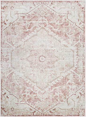 Mark&Day Area Rugs, 5x7 Baflo Traditional Blush Area Rug, Pink/White/Beige Carpet for Living Room, Bedroom or Kitchen (5'2" x 7')