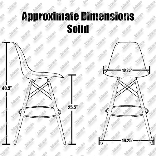 2xhome - Clear - 25" Seat Height DSW Molded Plastic Bar Stool Modern Barstool Counter Stools with Back and armless Natural Legs Wood Eiffel Legs Dowel-Leg