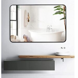 coreaet 30×40 bathroom mirror black metal mirror large wall mounted decor mirror 40 x 30 inch rectangle vanity mirror wall mounted vertical or horizon