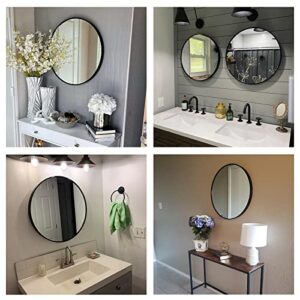 oruii Round Mirror, Black Round Mirror 24 inch, Round Wall Mirror, Round Bathroom Mirror, Circle Mirrors for Wall, Living Room, Bedroom, Vanity, Entryway, Hallway.