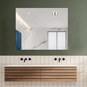 mirrorons frameless mirror, wall mirror 40″ x 32″, modern rectangle bathroom mirrors for wall with polished edge, horizontally or vertically. upgraded shatterproof mirror, entryways, bathroom, gym.
