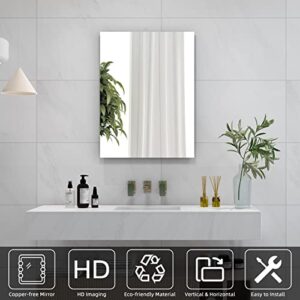 Mirrorons Frameless Mirror, Wall Mirror 40" x 32", Modern Rectangle Bathroom Mirrors for Wall with Polished Edge, Horizontally or Vertically. Upgraded Shatterproof Mirror, Entryways, Bathroom, Gym.