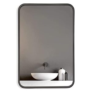 howofurn 24’’x36’’ bathroom mirror, rectangular black vanity mirror, wall mount mirror for bathroom, metal frame, gourd hooks, vertical & horizontal hung for bedroom, bathroom, living room