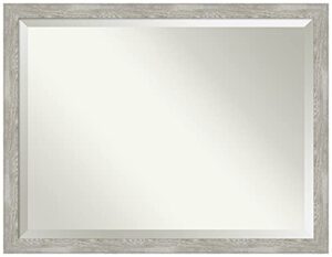amanti art beveled bathroom mirror (33.5 x 43.5 in.), dove greywash narrow frame – wall mirror grey, x-large