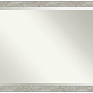 Amanti Art Beveled Bathroom Mirror (33.5 x 43.5 in.), Dove Greywash Narrow Frame - Wall Mirror Grey, X-Large