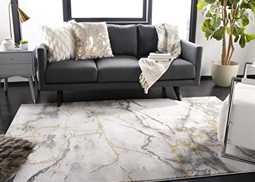 SAFAVIEH Craft Collection 5'3" x 7'6" Grey / Gold CFT877F Modern Abstract Non-Shedding Living Room Bedroom Dining Home Office Area Rug