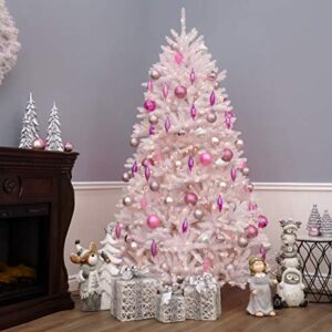 National Tree Company Pre-Lit Artificial Full Christmas Tree, White, Dunhill Fir, White Lights, Includes Stand, 7.5 Feet