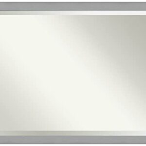 Amanti Art Beveled Bathroom Mirror (33.5 x 43.5 in.), Brushed Nickel Frame - Wall Mirror Silver, X-Large