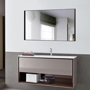 bonverre 27 x 40 inch rectangle wall mirror, aluminum frame rectangular mirror for bathroom, vanity, bedroom, living room, entryway, wall mounted horizontal or vertical, black