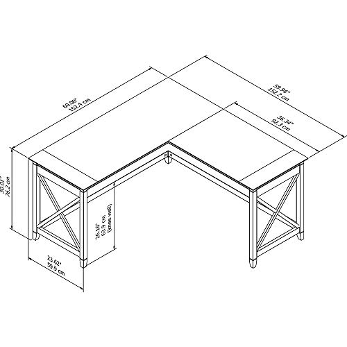 Bush Furniture Key West Modern Farmhouse Writing Desk for Home Office, 60W, Pure White Oak