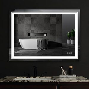 fralimk lighted bathroom led mirror 32″ x 44″ wall mounted vanity mirror dimmable led makeup mirror with high lumen anti-fog bathroom vanity mirror, horizontally/vertically hanging