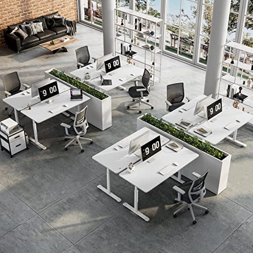 It's_Organized Gaming Desk, 60 Inch White I Shaped Computer Desk PC Gamer Desk Study Writing Laptop Table Workstation with Free Mouse Pad, Computer Workstation for for Home Office Gaming Working