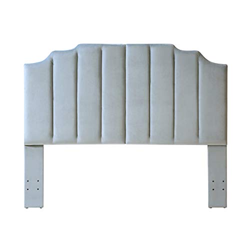 24KF Gray Velvet Upholstered Tufted Queen Size Headboard Full Size Headboard with Vertical Channel Design Queen/Full -Gray