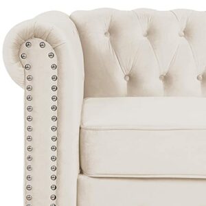 Morden Fort Couches for Living Room, Sofas for Living Room Furniture Sets, Chair and Sofa 2 Pieces, Fabric, Velvet Beige