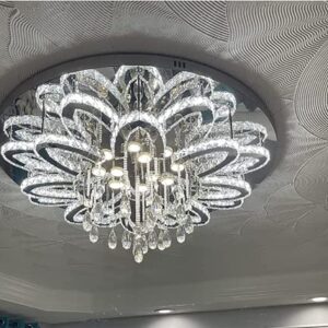 W32'' Chanderlier Lights for Living Room Large Chandeliers Bedroom Flush Chandeliers Modern Crystal Ceiling Chandelliers for Foyer Dining Room Hallway Bedroom Interior Luxury LED Ligting