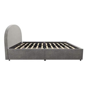 Mr. Kate Moon Upholstered Bed with Storage, Queen Size Frame, Light Gray Velvet