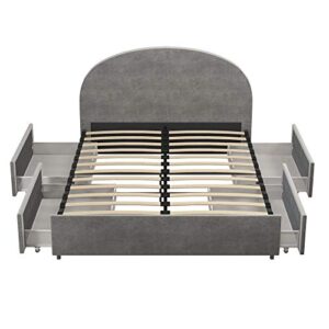 Mr. Kate Moon Upholstered Bed with Storage, Queen Size Frame, Light Gray Velvet