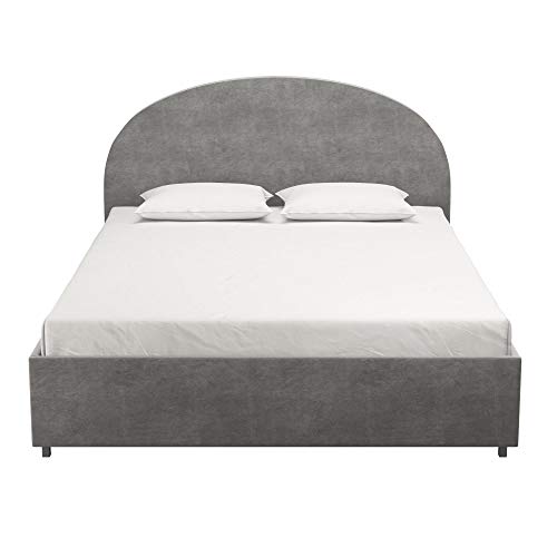 Mr. Kate Moon Upholstered Bed with Storage, Queen Size Frame, Light Gray Velvet