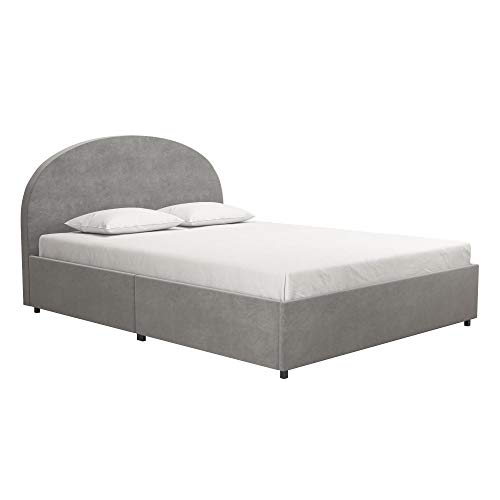 Mr. Kate Moon Upholstered Bed with Storage, Queen Size Frame, Light Gray Velvet