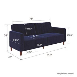 DHP Ivana Tufted Futon, Blue Velvet