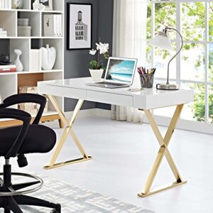 Modway Sector Office Desk, White Gold
