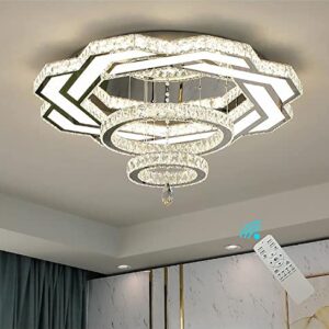 W32'' Living Room Modern Crystal Chandelier Large Foyer Chandeliers Crystal Shades Chandeliers Entrance High Ceiling Chandeliers Bedroom Dining Shandaler 3000K-6000K Infinity Lighting Fixtuers Lamps