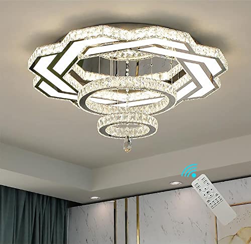 W32'' Living Room Modern Crystal Chandelier Large Foyer Chandeliers Crystal Shades Chandeliers Entrance High Ceiling Chandeliers Bedroom Dining Shandaler 3000K-6000K Infinity Lighting Fixtuers Lamps