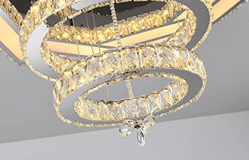 W32'' Living Room Modern Crystal Chandelier Large Foyer Chandeliers Crystal Shades Chandeliers Entrance High Ceiling Chandeliers Bedroom Dining Shandaler 3000K-6000K Infinity Lighting Fixtuers Lamps