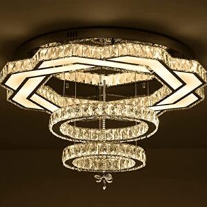 W32'' Living Room Modern Crystal Chandelier Large Foyer Chandeliers Crystal Shades Chandeliers Entrance High Ceiling Chandeliers Bedroom Dining Shandaler 3000K-6000K Infinity Lighting Fixtuers Lamps