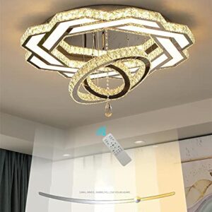 W32'' Living Room Modern Crystal Chandelier Large Foyer Chandeliers Crystal Shades Chandeliers Entrance High Ceiling Chandeliers Bedroom Dining Shandaler 3000K-6000K Infinity Lighting Fixtuers Lamps