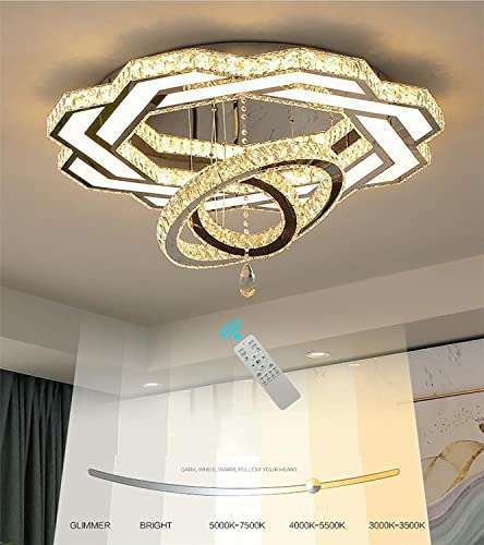 W32'' Living Room Modern Crystal Chandelier Large Foyer Chandeliers Crystal Shades Chandeliers Entrance High Ceiling Chandeliers Bedroom Dining Shandaler 3000K-6000K Infinity Lighting Fixtuers Lamps