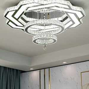 W32'' Living Room Modern Crystal Chandelier Large Foyer Chandeliers Crystal Shades Chandeliers Entrance High Ceiling Chandeliers Bedroom Dining Shandaler 3000K-6000K Infinity Lighting Fixtuers Lamps