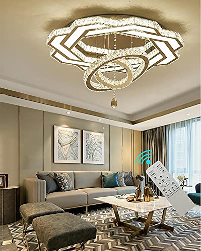 W32'' Living Room Modern Crystal Chandelier Large Foyer Chandeliers Crystal Shades Chandeliers Entrance High Ceiling Chandeliers Bedroom Dining Shandaler 3000K-6000K Infinity Lighting Fixtuers Lamps