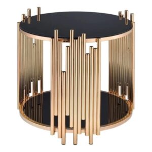 acme tanquin coffee table – – gold & black glass