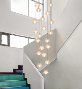 l157in modern chandelier for high ceiling living room crystal lights pendants light enterway foyer chandeliers lighting fixture chrome light 20-lights led light bulbs included