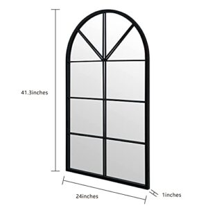 ironsmithn Wall Mirror Mounted Decorative Long Hanging Arched Window Frame Decor Wall-Mounted for Bathroom Vanity, Living Room or Bedroom