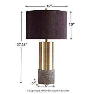 Signature Design by Ashley Jacek Modern Contemporary Table Lamp, 2 Count, Gray & Brass Finish