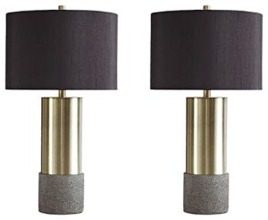 signature design by ashley jacek modern contemporary table lamp, 2 count, gray & brass finish