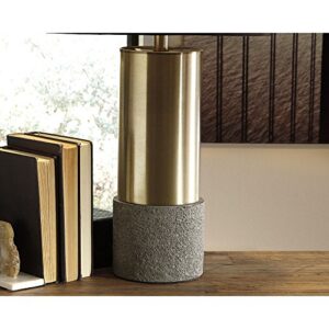 Signature Design by Ashley Jacek Modern Contemporary Table Lamp, 2 Count, Gray & Brass Finish