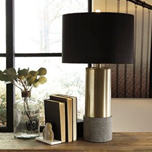 Signature Design by Ashley Jacek Modern Contemporary Table Lamp, 2 Count, Gray & Brass Finish