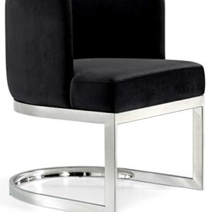 Meridian Furniture Gianna Collection Modern | Contemporary Velvet Upholstered Dining Chair with Polished Chrome Metal Frame, 24" W x 22" D x 29.5" H, Black