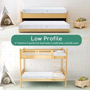 Airdown Twin XL Mattress, 6 Inch Memory Foam Mattress in a Box for Kids with Breathable Bamboo Cover, Medium Firm Green Tea Gel Mattress for Bunk Bed, Trundle Bed, CertiPUR-US Certified, Made in USA