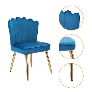 CangLong Velvet Accent Chair for Living Room/Bed Room/Guest Room, Upholstered Mid Century Modern Leisure Chair with Metal Legs Guest Chair Vanity Chair, Teal Blue
